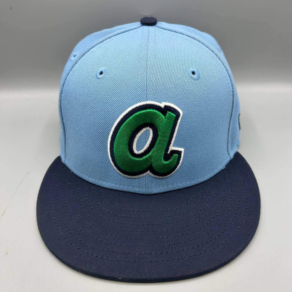 Atlanta Braves MLB Hat Men 7 1/4 Blue Green 59Fifty New Era Fitted Cap
